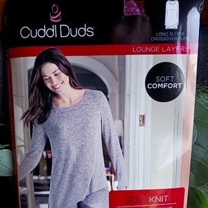 CUDDL DUDS SOFTKNIT LONG SLEEVE CROSSOVER TUNIC LOUNGE LAYERS SMALL RED WINE NEW